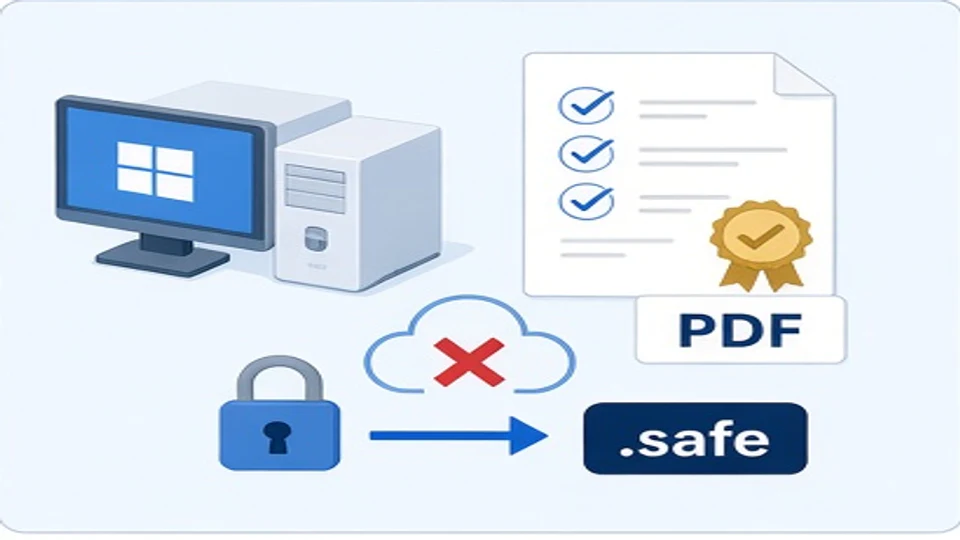 Windows电脑把审计报告本地加密成safe文件且原文件不上云的示意图