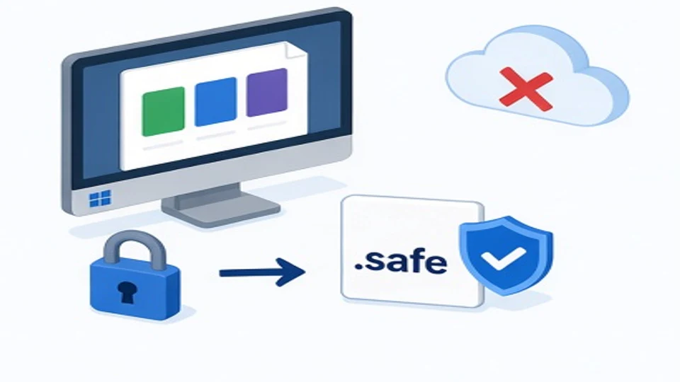 Windows电脑把品牌手册本地加密成safe文件且原文件不上云的示意图