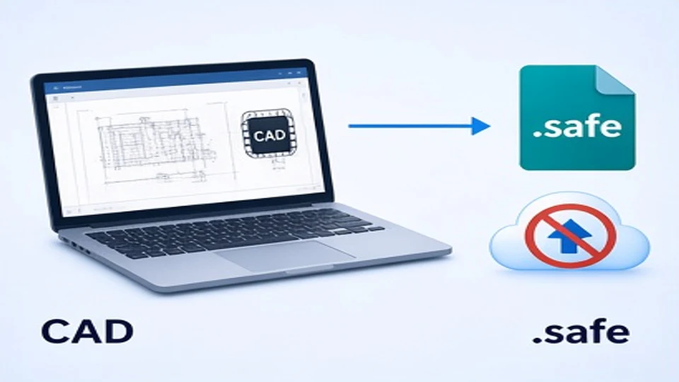 Windows电脑把CAD图纸本地加密成safe文件且原文件不上云的示意图