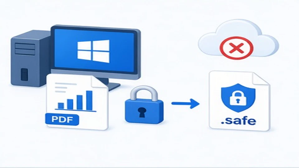 Windows电脑把竞品分析报告本地加密成safe文件且原文件不上云的示意图
