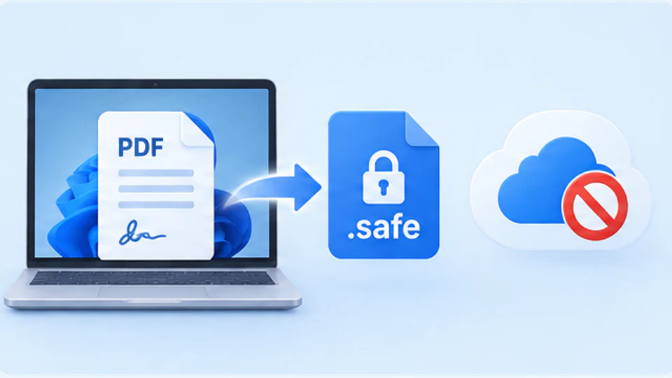 Windows电脑在本地把带签字页的PDF合同保护成safe文件且原文件不上云的示意图