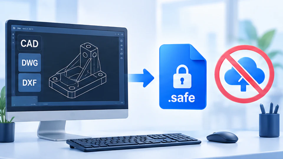 设计院在Windows工作站本地把DWG和DXF图纸加密成safe文件且原图不上云的示意图