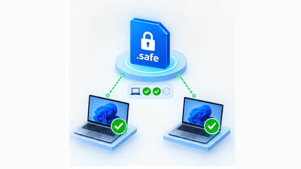 safe加密文件只允许授权账号在规定数量的Windows设备上打开