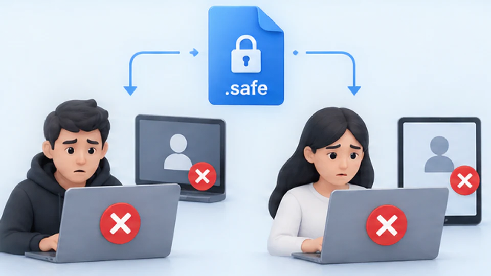 safe文件被转发到未授权账号和额外设备后仍无法打开的示意图