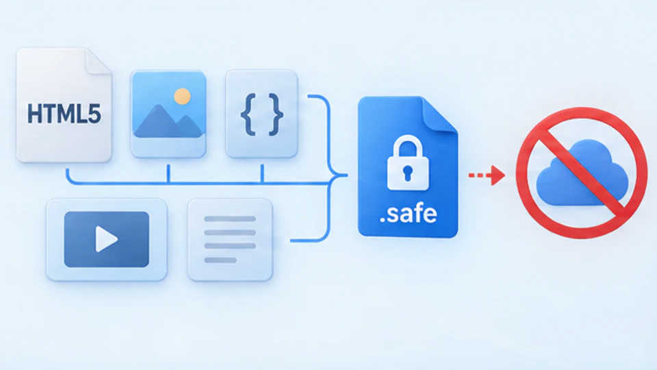 HTML5页面图片脚本和视频资源目录在Windows本地保护成safe课件且不上云的示意图