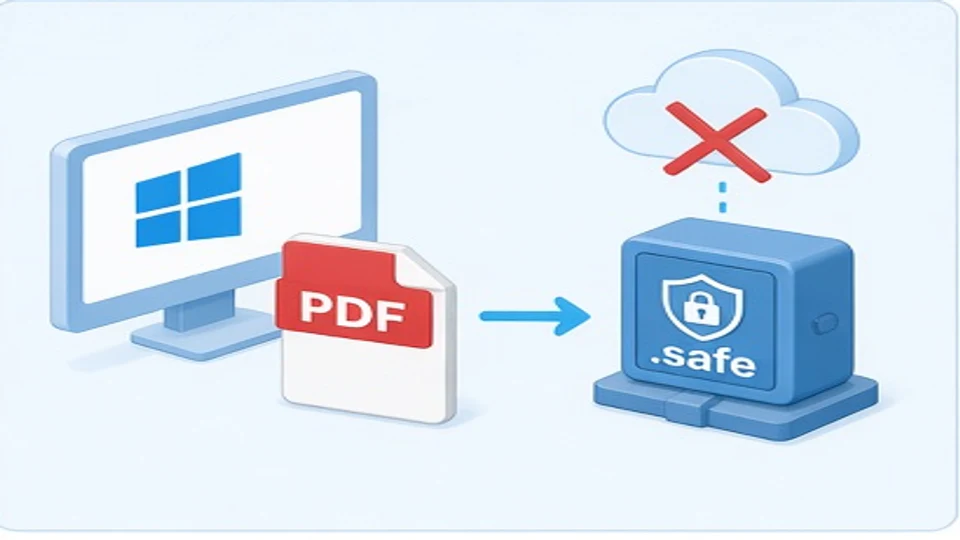 Windows电脑把检测报告本地加密成safe文件且原文件不上云的示意图