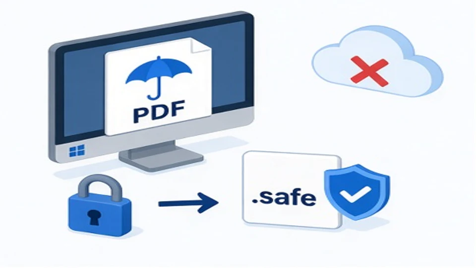 Windows电脑把保险方案本地加密成safe文件且原文件不上云的示意图