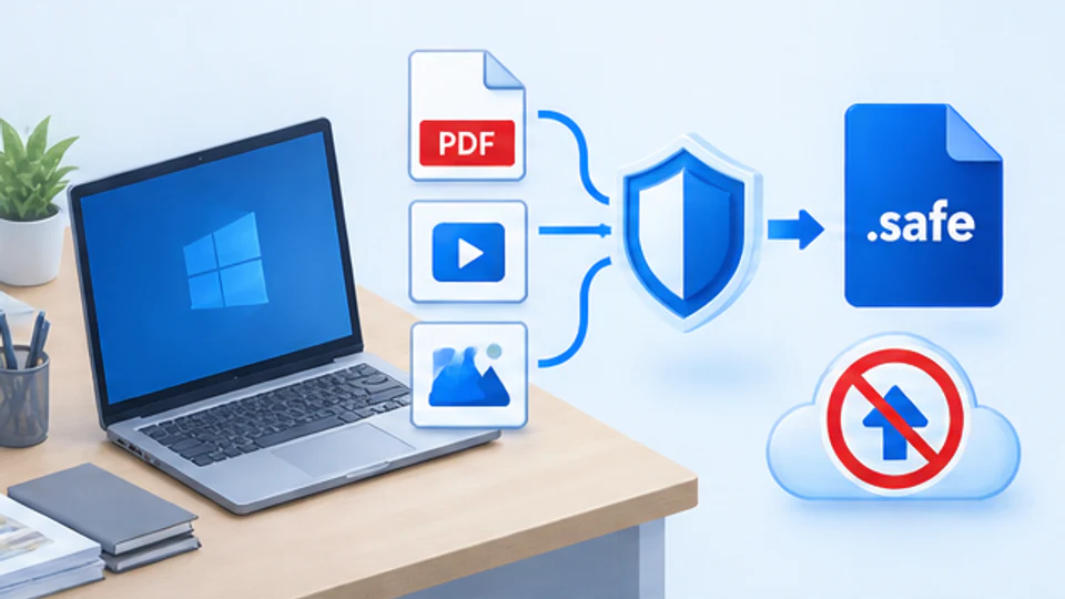 会议组织方在Windows电脑本地把PDF视频和图片生成safe文件且原文件不上云的示意图
