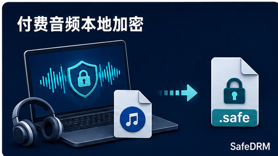 SafeDRM在Windows电脑本地把付费音频加密成safe文件的示意图