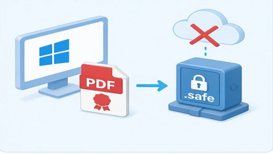 Windows电脑把专利交底书本地加密成safe文件且原文件不上云的示意图