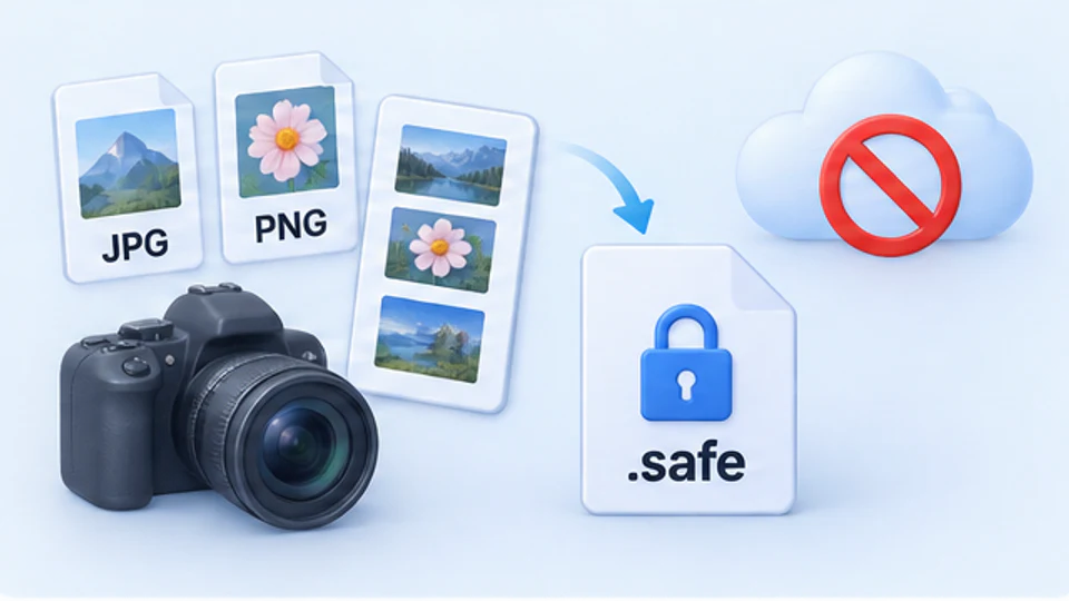 摄影师在Windows电脑本地把JPG和PNG样片保护成safe文件且原图不上云的示意图