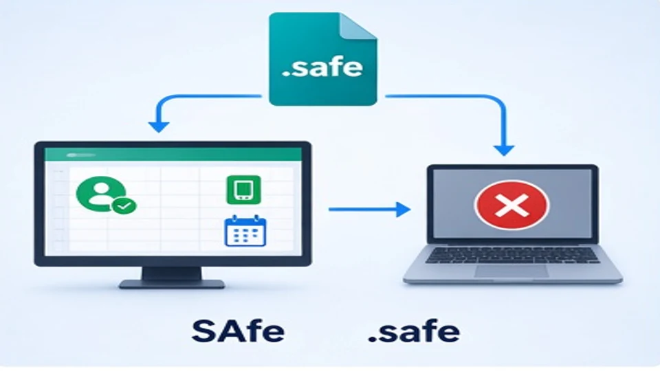 同一份safe课件在授权电脑可查看而额外未授权设备被拒绝的示意图