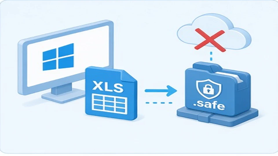 Windows电脑把薪资表本地加密成safe文件且原文件不上云的示意图