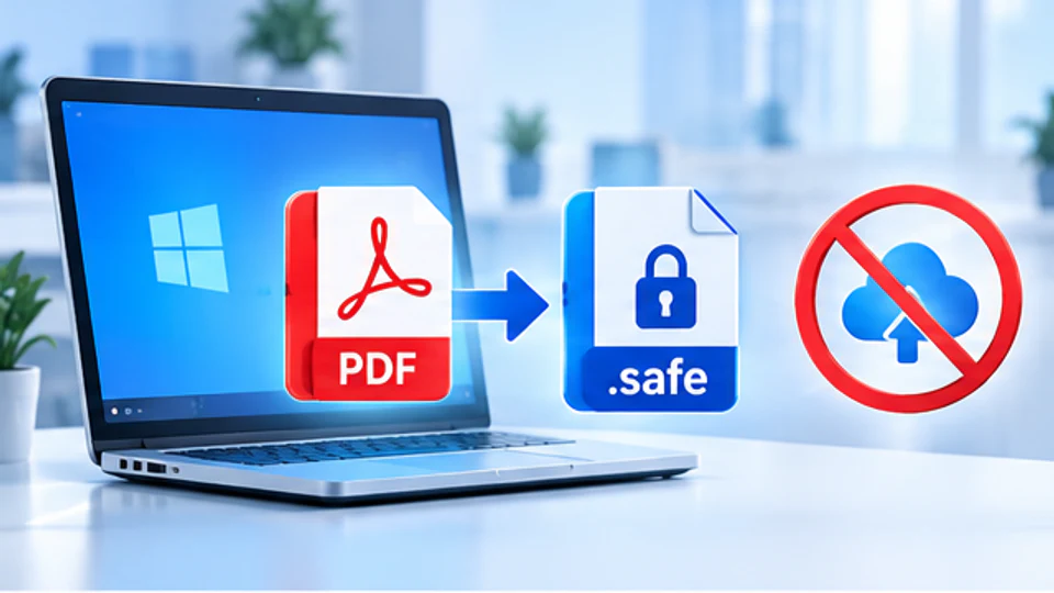 SafeDRM在Windows电脑本地把报价单PDF加密成safe文件且原文件不上云的示意图