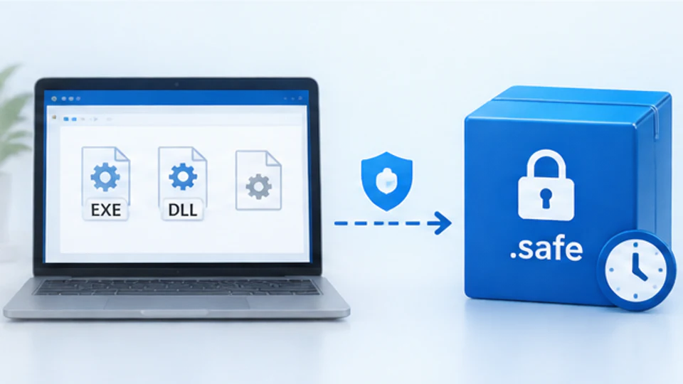 SafeDRM在Windows电脑本地把EXE和DLL软件试用目录生成safe受保护内容的示意图