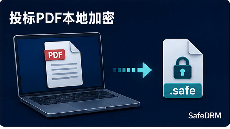 SafeDRM在发送方Windows电脑本地把投标PDF加密成safe文件的示意图