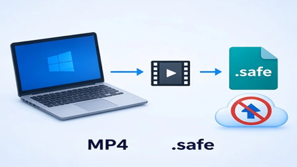 Windows电脑把课程视频本地加密成safe文件且原文件不上云的示意图